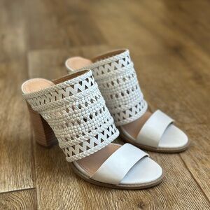 Report Cream Woven Block Heeled Sandals